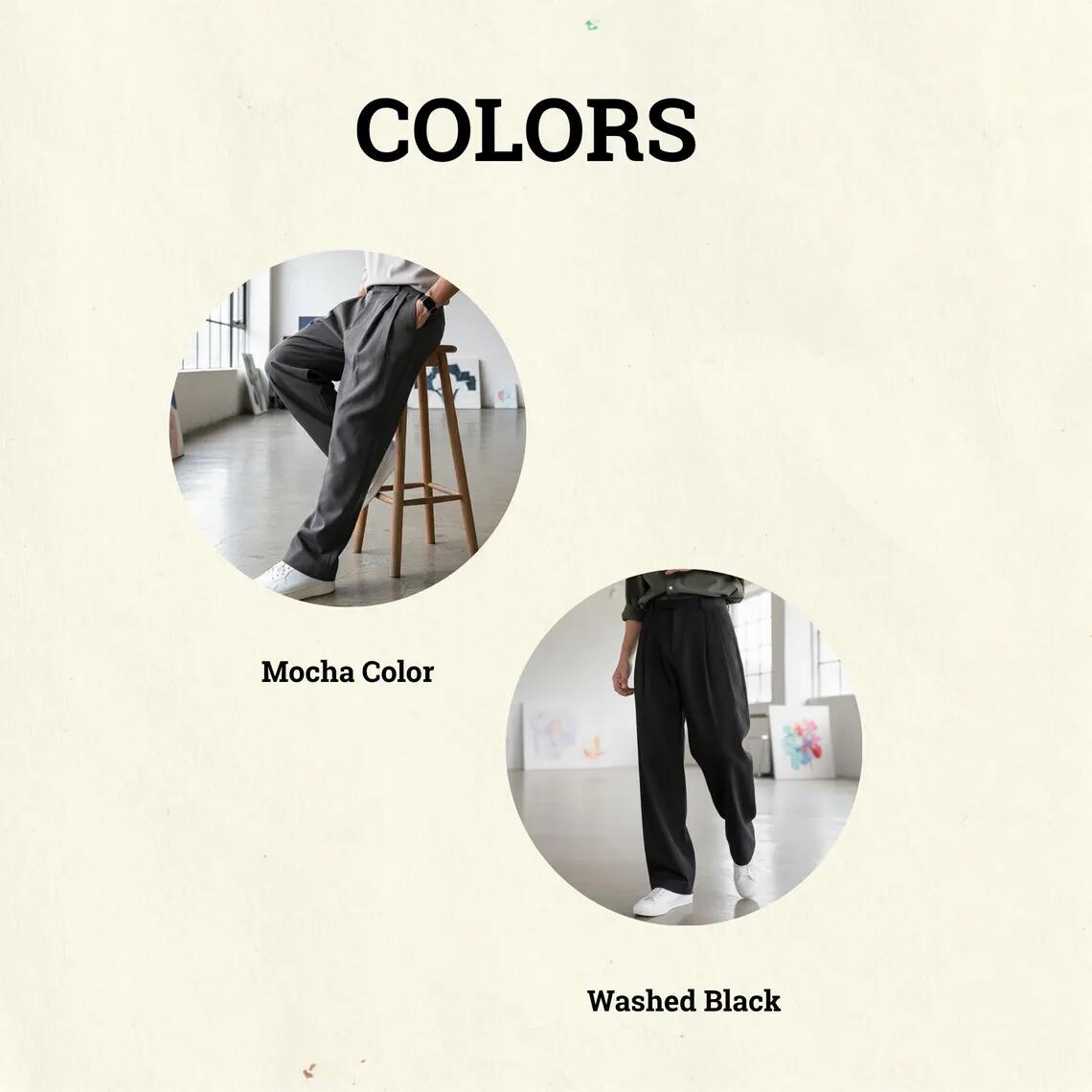 Elegant Cotton Men's Trousers – Wide Leg Pleated Pants, Casual Office Slacks, Minimalist Streetwear,
