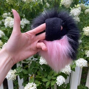 Ready To Ship Pretty In Black and Pink Premade Tail Handmade Deer Bear Bunny Dog Nub Tail for Cosplay and Fursuit fur suit