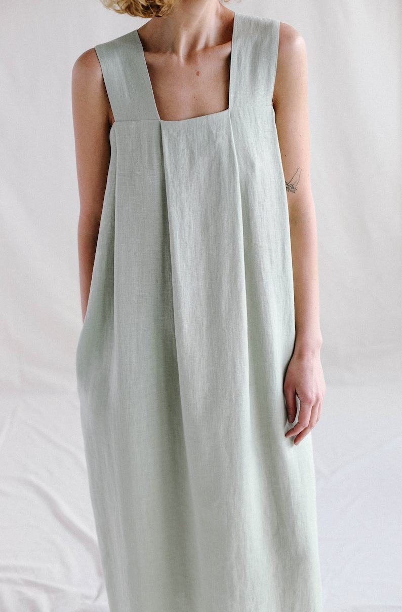 Origami linen dress / Linen loose fitting MAXI dress