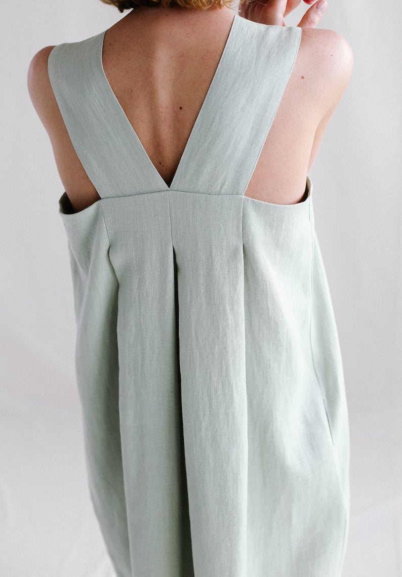 Origami linen dress / Linen loose fitting MAXI dress