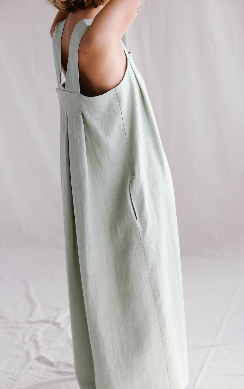 Origami linen dress / Linen loose fitting MAXI dress