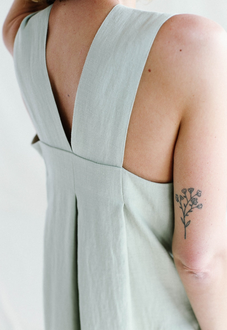 Origami linen dress / Linen loose fitting MAXI dress