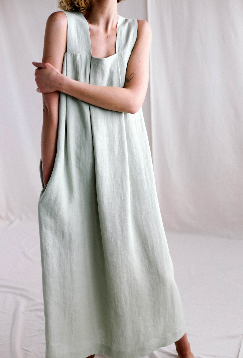 Origami linen dress / Linen loose fitting MAXI dress
