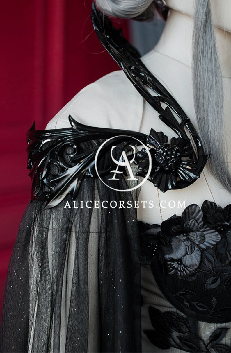 Luxury Gothic Fairytale Wedding Dress Cupped Corset Bodice ~ Black Bridal Gown ~ Halloween Vampire Cape ~ Wiccan Fantasy Masquerade Cloak