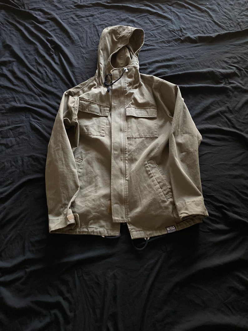 Vintage parka hood military style jacket
