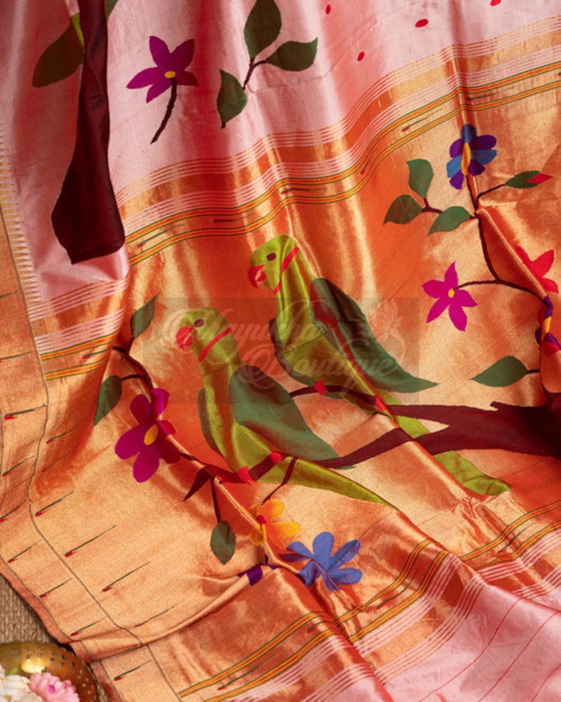 Pretty Pink Paithani Saree Saree With Stitched Blouse In Size 38-44 | Silk Mark Certified | Mayukha Boutique