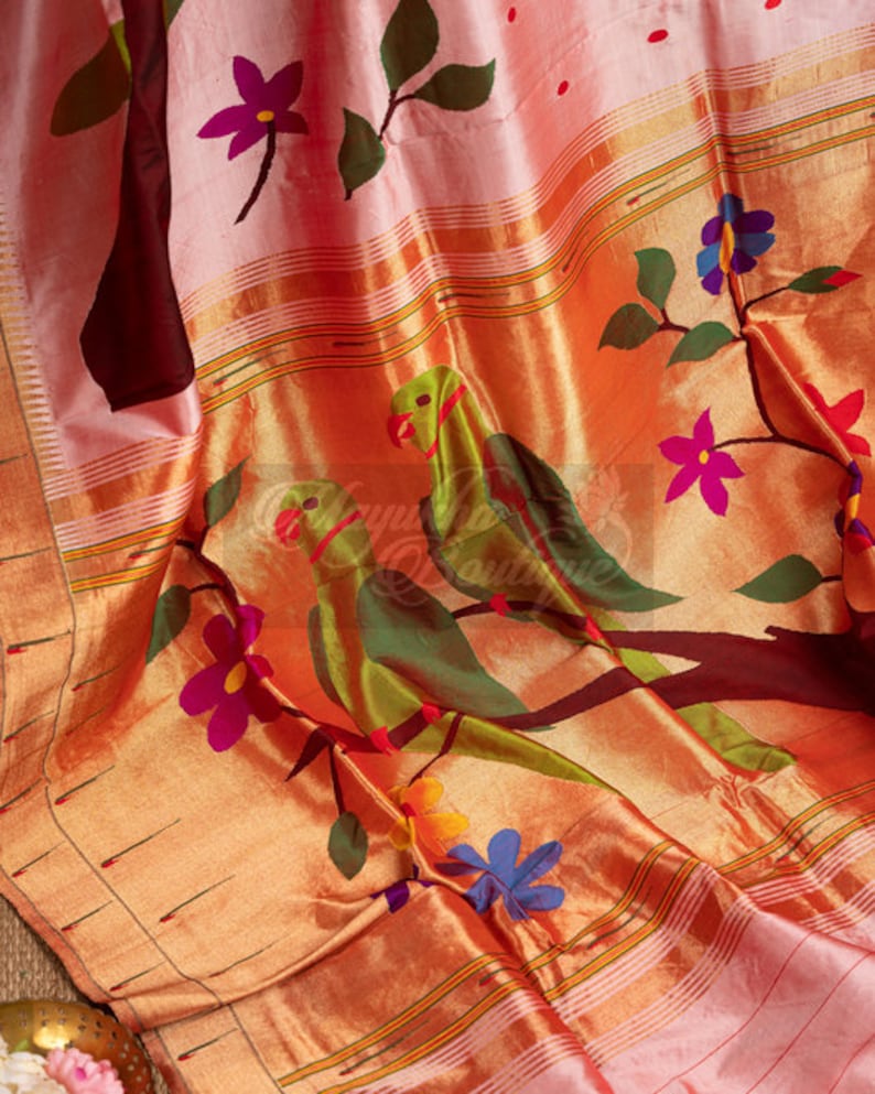 Pretty Pink Paithani Saree Saree With Stitched Blouse In Size 38-44 | Silk Mark Certified | Mayukha Boutique