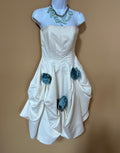 Vintage Betsey Johnson wedding dress white with blue flowers
