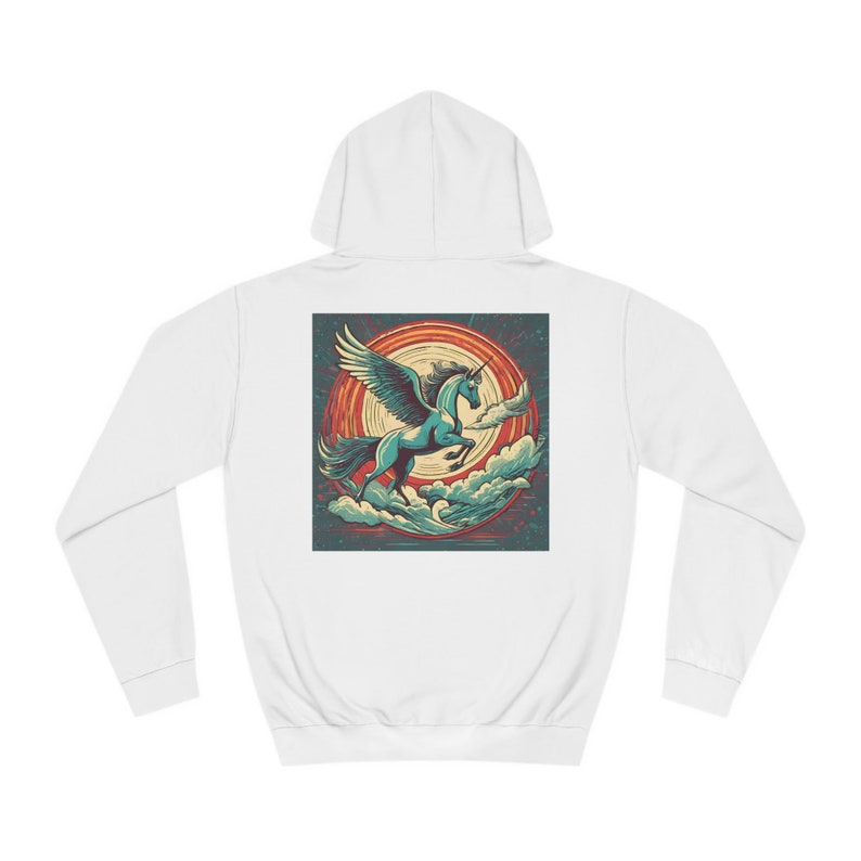 Mythical Pegasus Graphic Hoodie: Winged Horse Back Design