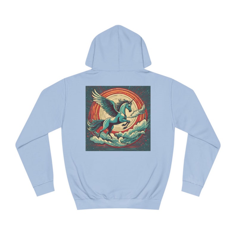 Mythical Pegasus Graphic Hoodie: Winged Horse Back Design