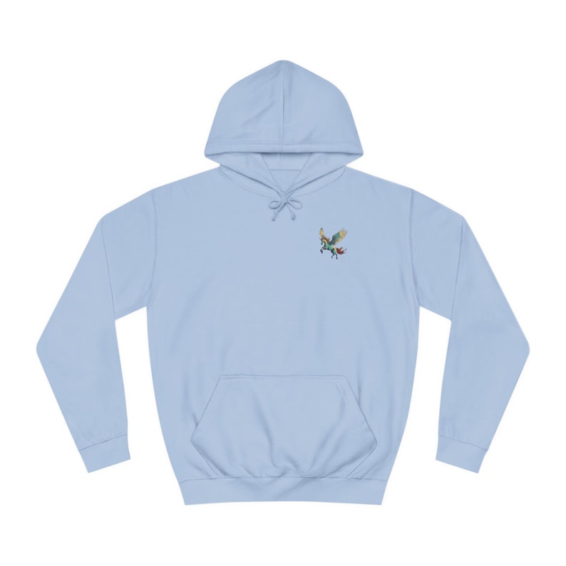 Mythical Pegasus Graphic Hoodie: Winged Horse Back Design