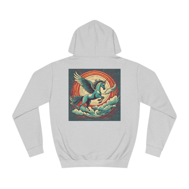 Mythical Pegasus Graphic Hoodie: Winged Horse Back Design