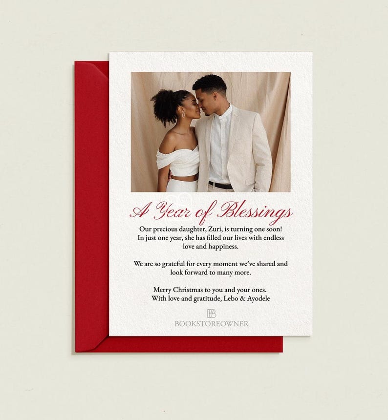 Cherry Red Classic Bow Christmas Photo Card, Printable Holiday Card | Bow Baby Announcement, Modern Christmas Card | Print Service Available