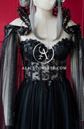 Luxury Gothic Fairytale Wedding Dress Cupped Corset Bodice ~ Black Bridal Gown ~ Halloween Vampire Cape ~ Wiccan Fantasy Masquerade Cloak