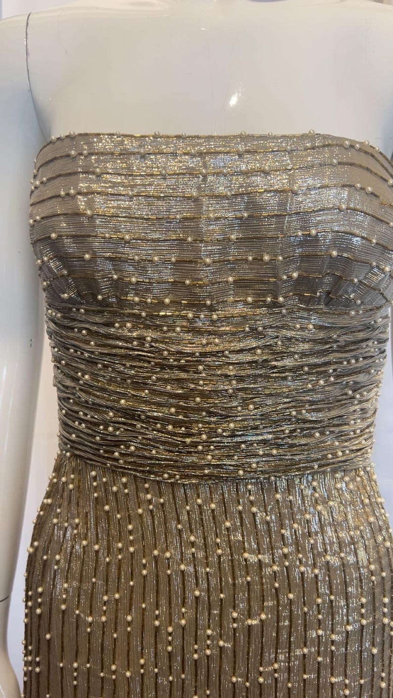 Spectacular Metallic Beaded Couture Gown by Oscar De La Renta