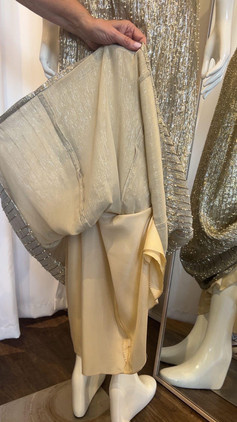 Spectacular Metallic Beaded Couture Gown by Oscar De La Renta