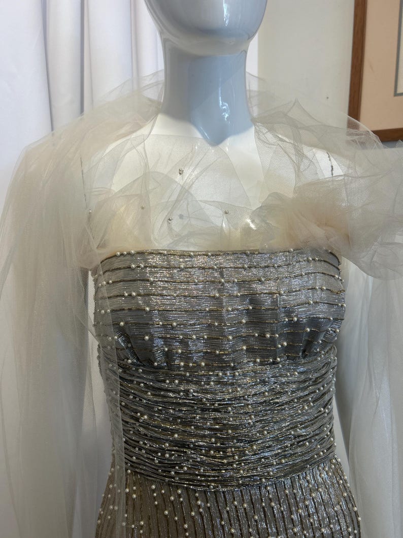 Spectacular Metallic Beaded Couture Gown by Oscar De La Renta