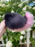 Ready To Ship Pretty In Black and Pink Premade Tail Handmade Deer Bear Bunny Dog Nub Tail for Cosplay and Fursuit fur suit