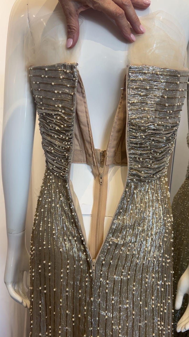 Spectacular Metallic Beaded Couture Gown by Oscar De La Renta