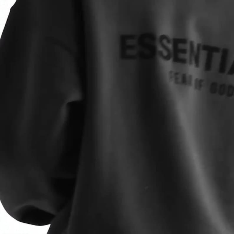 Vintage ESSENTIALS Loose Fit Hoodie High Street Essentials Grunge Clothing Gray Black Cotton Hooded Crew Neck Winter Sweatshirt HOODED