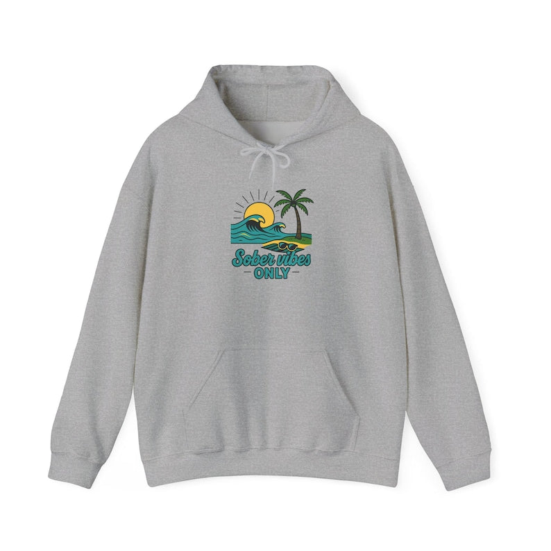 Sober Vibes Only Beach Hoodie - Unisex Heavy Blend Sweatshirt | Recovery Gift, Summer Wear, Cozy Comfort