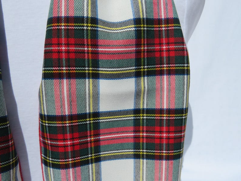 Scarf, Dress Stewart Tartan Scarf Gift For Christmas or Holiday Photos, Trendy Red and White Plaid Scarf Made in Canada by Taylors Tartans