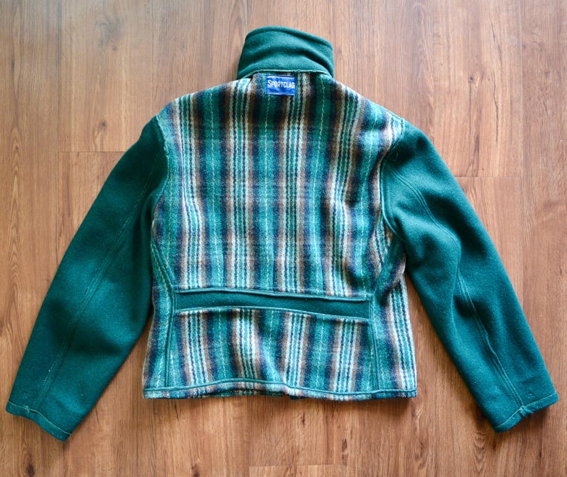 1940s Sportclad Wool Half-Belt Jacket - Vintage Workwear - 30s 40s 50s Penney’s Two-Tone Plaid ‘N Plain Rockabilly 2 Tone Cossack